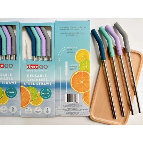 Ống Hút Tái Sử Dụng Set 4 Cái Kèm Cọ Rửa Decor Go Reusable Stainless Steel Straws