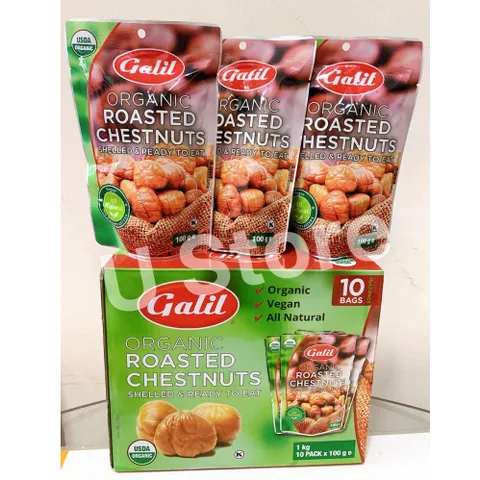 [Hộp 10 túi] Hạt Dẻ Rang Hữu Cơ Galil Organic Roasted Chestnuts