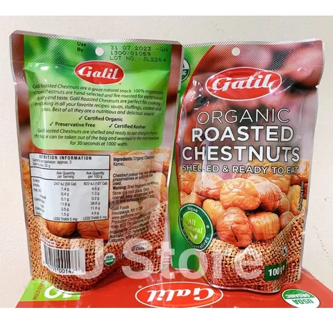 [Hộp 10 túi] Hạt Dẻ Rang Hữu Cơ Galil Organic Roasted Chestnuts