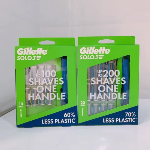 Gillette Solo 3 - Bộ 10(20) dao cạo râu 3 lưỡi và kem cạo râu Gillette