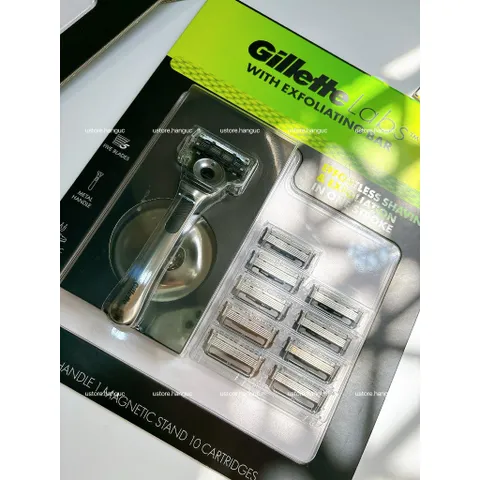 [Set Gillette 1 tay cầm và 10 lưỡi] Dao cạo Tẩy Tế Bào Chết Gillette Labs With Exfoliating Bar