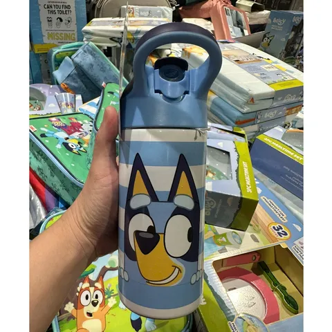 Bình nước cho bé từ 3 tuổi - Bluey của Zak Designs, lớp cách nhiệt giữ nước lạnh trong vài giờ, dung tích 414ml