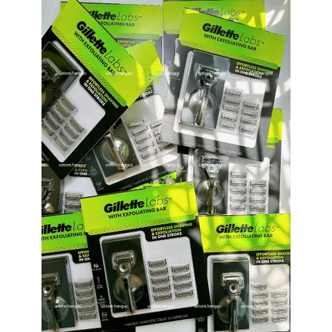 [Set Gillette 1 tay cầm và 10 lưỡi] Dao cạo Tẩy Tế Bào Chết Gillette Labs With Exfoliating Bar