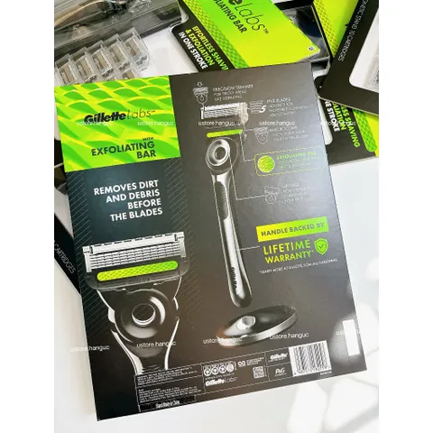 [Set Gillette 1 tay cầm và 10 lưỡi] Dao cạo Tẩy Tế Bào Chết Gillette Labs With Exfoliating Bar