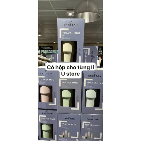 Ly giữ nhiệt dung tích lớn màu pastel, kèm ống hút - Crofton Travel Mug 1.1L giữ lạnh 16h, giữ nóng 7h