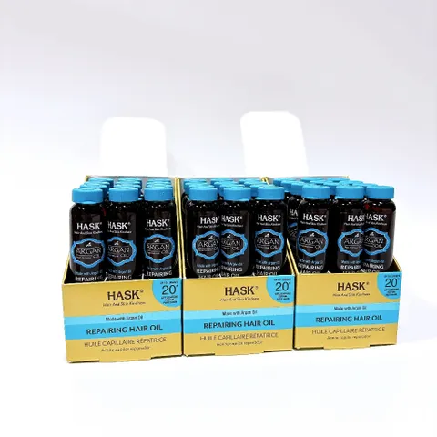 Dầu Dưỡng Bóng, Phục Hồi Tóc Hư Tổn Hask 18ml, dầu dừa, dầu Argan, Keratin, ... phù hợp đem theo bất cứ lúc nào