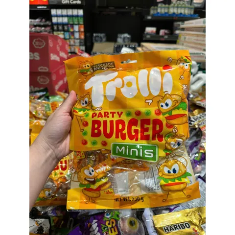Kẹo dẻo hương trái cây hình burger Trolli Party Burger Minis 230g thích hợp làm quà tặng cho bé