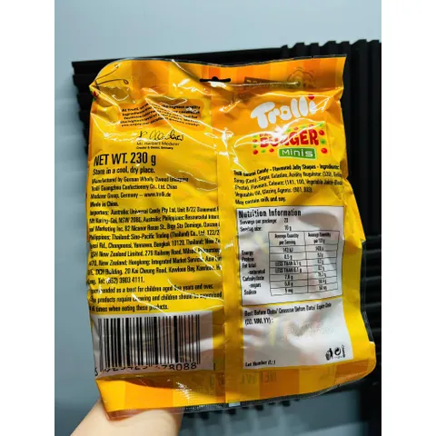 Kẹo dẻo hương trái cây hình burger Trolli Party Burger Minis 230g thích hợp làm quà tặng cho bé