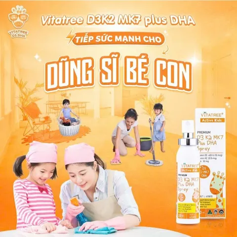 Bổ sung D3 K2 DHA cho bé từ sơ sinh, dạng xịt tiện lợi, tăng khả năng hấp thu