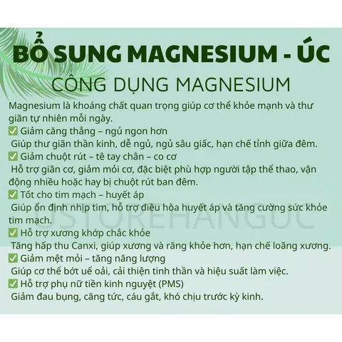 bổ sung magie - MAGNESIUM của Úc