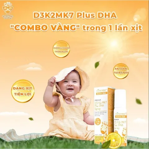 Bổ sung D3 K2 DHA cho bé từ sơ sinh, dạng xịt tiện lợi, tăng khả năng hấp thu