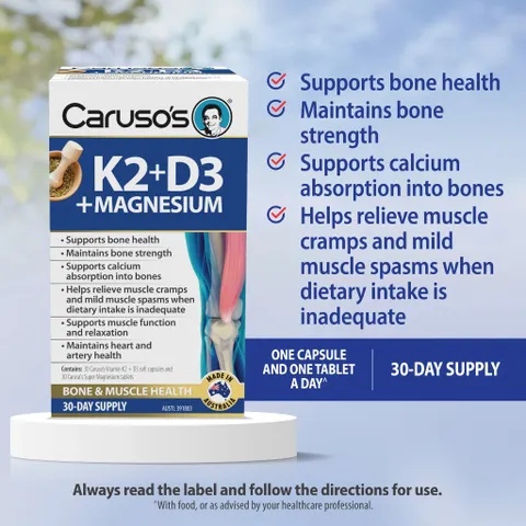 Viên uống CARUSO’S bổ sung Magnesium và Vitamin K2 +D3
