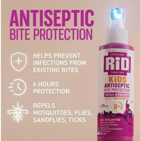 Xịt chống muỗi, côn trùng, bảo vệ khỏi cắn và khử trùng cho bé trên 1 tuổi - RID KIDS antiseptic
