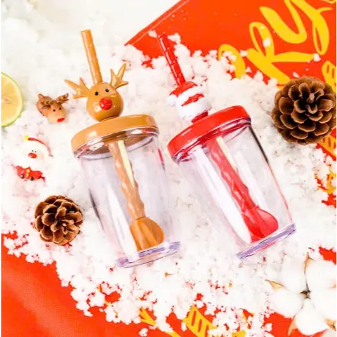 Cốc Khuấy Nước, Cốc Pha Sữa Thủ Công Có Ống Hút Joie Christmas 300ml