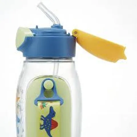 Bình nước nhựa có ống hút, trong suốt có dây đeo trẻ em SKATER Dinosaurs 480ml