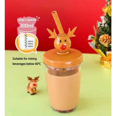 Cốc Khuấy Nước, Cốc Pha Sữa Thủ Công Có Ống Hút Joie Christmas 300ml