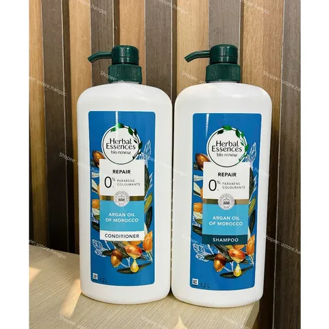Bộ Dầu Gội Và Dầu Xã Phục Hồi Tinh Chất Thảo Mộc dầu Argan Herbal Essences Bio Renew 1.2L