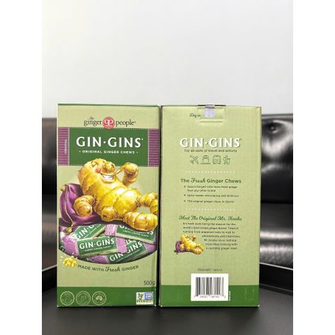 Kẹo mềm dẻo vị gừng tươi tự nhiên The Ginger People GIN GINS Original Ginger Chews