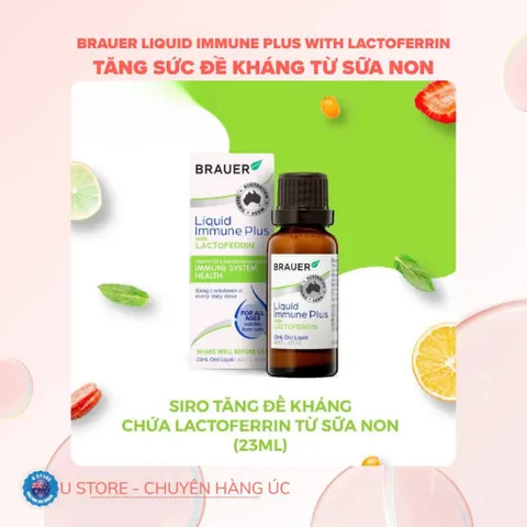 Siro tăng cường sức đề kháng từ sữa non trẻ em và người lớn - Brauer Liquid Immune Plus With Lactoferrin 23ml