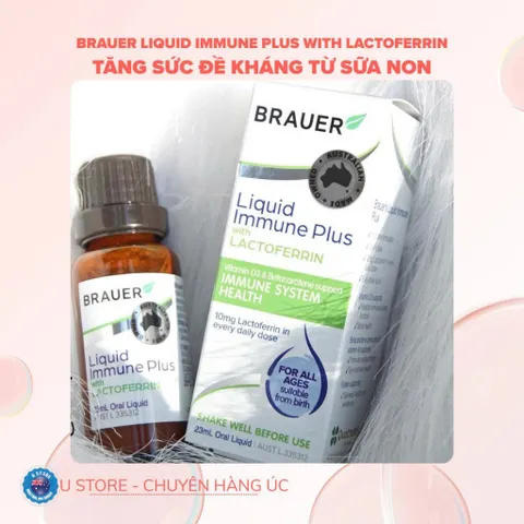 Siro tăng cường sức đề kháng từ sữa non trẻ em và người lớn - Brauer Liquid Immune Plus With Lactoferrin 23ml
