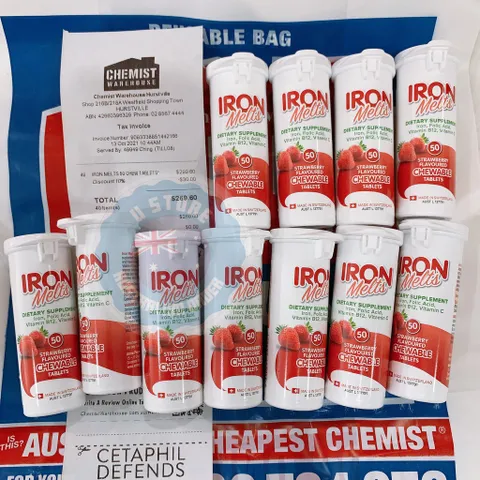 Viên ngậm bổ sung sắt Iron Melts Chewable 50 viên - vị dâu