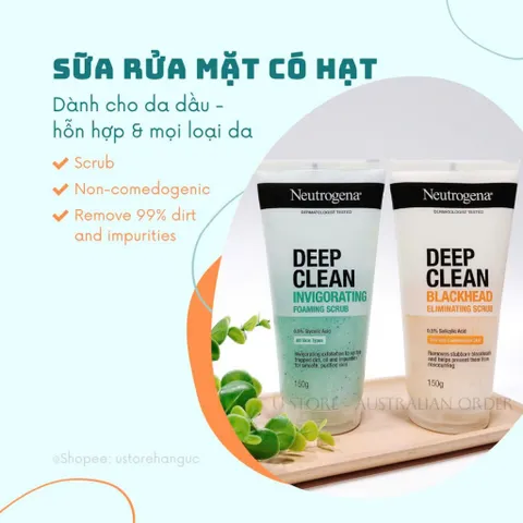 Sữa Rửa Mặt Tẩy Tế Bào Chết Neutrogena Deep Clean 150g