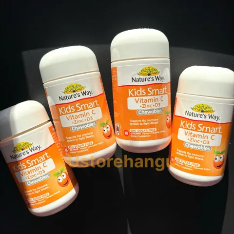 Viên Nhai Bổ Sung Vitamin-Kẽm-D3 cho bé từ 2 tuổi | Nature's Way Kids Smart Vitamin C+ZinC+D3