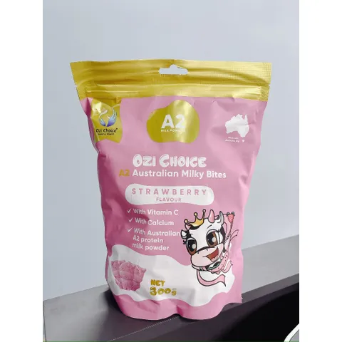 Kẹo Sữa Canxi Vị Vani/Dâu Cho Bé A2 Ozi Choice A2 Australian Milky Bites Strawberry/ Vanilla Flavour