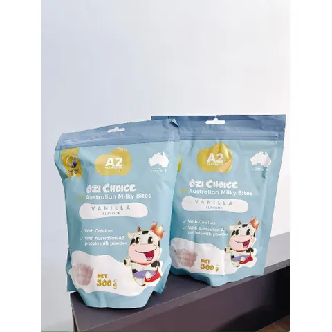 Kẹo Sữa Canxi Vị Vani/Dâu Cho Bé A2 Ozi Choice A2 Australian Milky Bites Strawberry/ Vanilla Flavour
