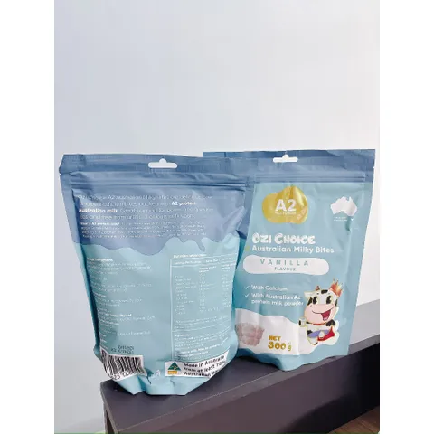 Kẹo Sữa Canxi Vị Vani/Dâu Cho Bé A2 Ozi Choice A2 Australian Milky Bites Strawberry/ Vanilla Flavour