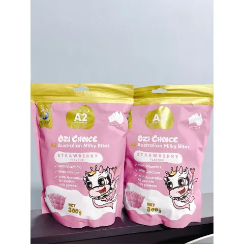 Kẹo Sữa Canxi Vị Vani/Dâu Cho Bé A2 Ozi Choice A2 Australian Milky Bites Strawberry/ Vanilla Flavour