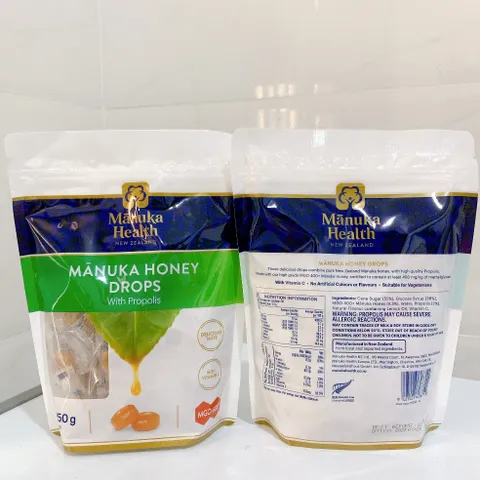 Kẹo Ngậm Mật Ong Vị Keo Ong Manuka Honey Dorops MGO 400+ gói 58 viên