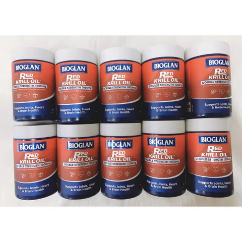 Bioglan Red Krill oil double strength 1000mg hỗ trợ khớp, tim và não
