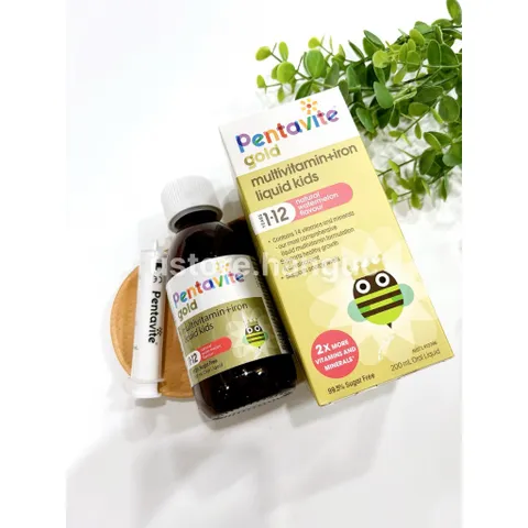 [cho bé từ 1 tuổi] bay air Bổ sung vitamin tổng hợp và sắt - Pentavite Gold vị dưa hấu
