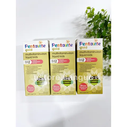 [cho bé từ 1 tuổi] bay air Bổ sung vitamin tổng hợp và sắt - Pentavite Gold vị dưa hấu
