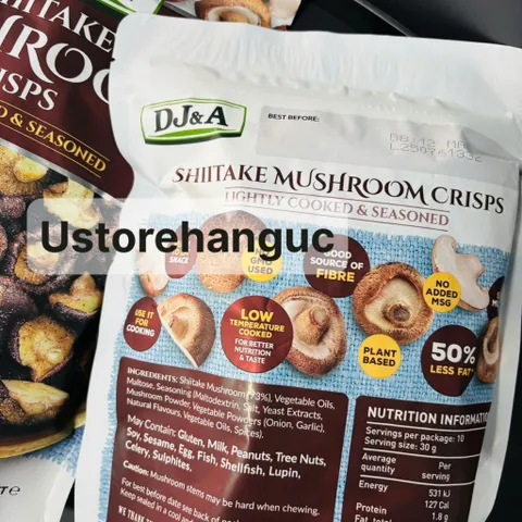(Úc) Mẫu mới 300g Nấm Sấy Khô Giòn DJ&A Shiitake Mushroom Crisps