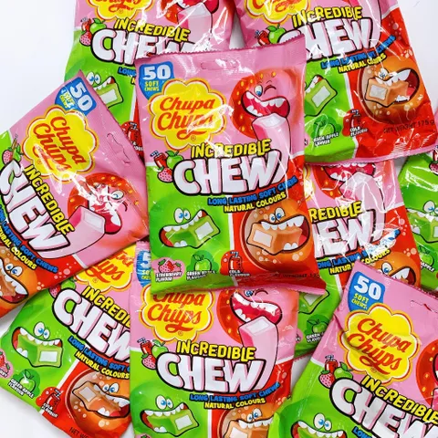 [Úc] Kẹo Mềm 3 vị {dâu, táo, cola} Chupa Chups Incredible Chews 50 viên