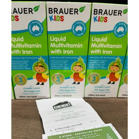 Siro bổ sung vitamin và sắt cho bé từ 3 tuổi 200ml BRAUER Kids Liquid Multivitamin With Iron