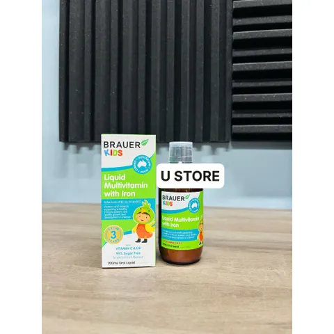 Siro bổ sung vitamin và sắt cho bé từ 3 tuổi 200ml BRAUER Kids Liquid Multivitamin With Iron