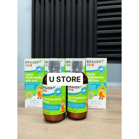Siro bổ sung vitamin và sắt cho bé từ 3 tuổi 200ml BRAUER Kids Liquid Multivitamin With Iron