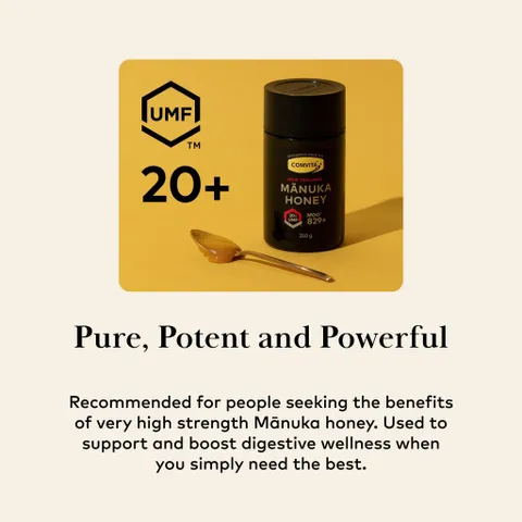 Mật ong Manuka Comvita kháng khuẩn mạnh (tặng kèm que lấy mật ong) [Comvita 20+ 250g]