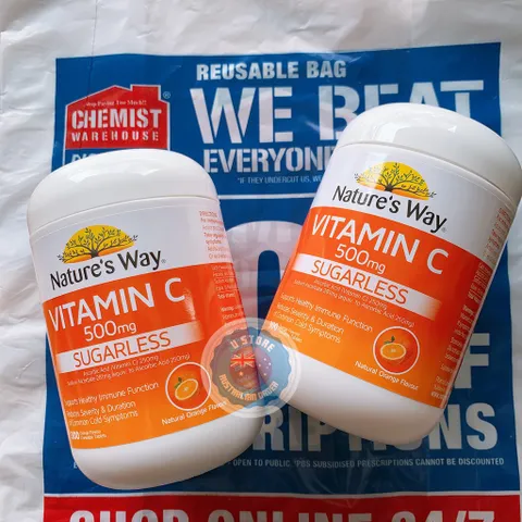 Viên ngậm bố sung Vitamin C không đường Nature’s Way Sugarless Vitamin C 500mg 300 viên