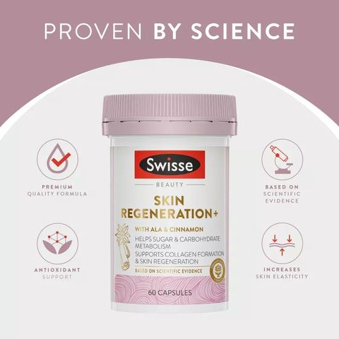 Viên uống tái tạo da cao cấp, hình thành collagen,trẻ hóa làn da Swisse Beauty Skin Regeneration+ 60v
