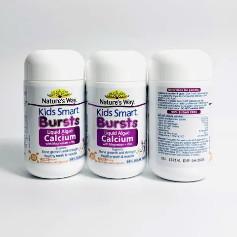 Bổ sung canxi cho bé từ 6 tháng tuổi Nature's Way Kids Smart Bursts Liquid Algae Calcium With Magnesium + Zinc