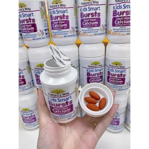Bổ sung canxi cho bé từ 6 tháng tuổi Nature's Way Kids Smart Bursts Liquid Algae Calcium With Magnesium + Zinc