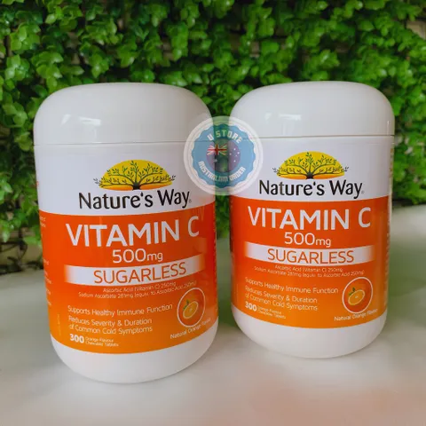 Viên ngậm bố sung Vitamin C không đường Nature’s Way Sugarless Vitamin C 500mg 300 viên