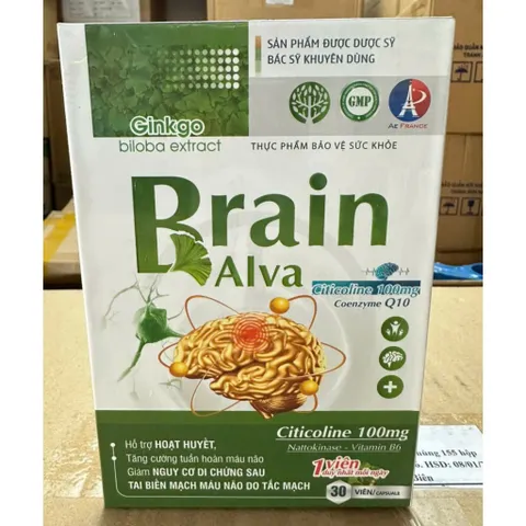 Hoạt huyết dưỡng não BRAIN ALVA Ginkgo Nttokinase Giúp hoạt huyết, tăng cường lưu thông máu, giảm đau đầu chóng mặt bin