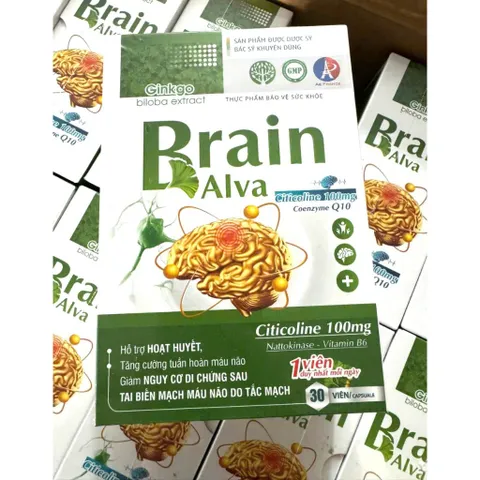 Hoạt huyết dưỡng não BRAIN ALVA Ginkgo Nttokinase Giúp hoạt huyết, tăng cường lưu thông máu, giảm đau đầu chóng mặt bin