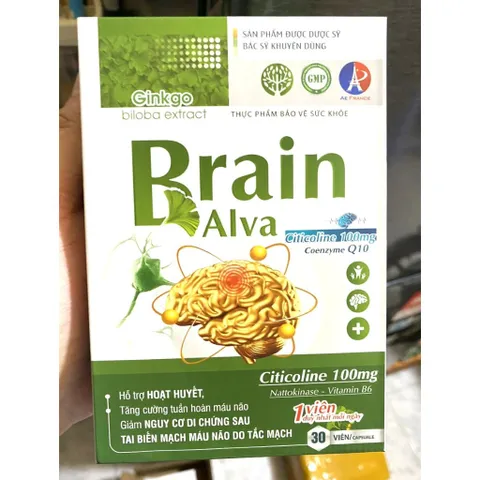 Hoạt huyết dưỡng não BRAIN ALVA Ginkgo Nttokinase Giúp hoạt huyết, tăng cường lưu thông máu, giảm đau đầu chóng mặt bin
