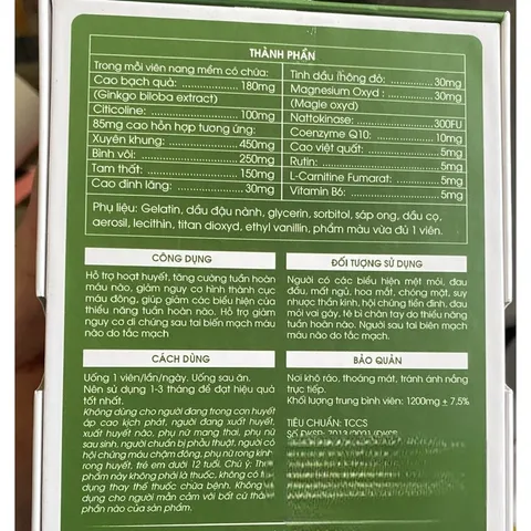 Hoạt huyết dưỡng não BRAIN ALVA Ginkgo Nttokinase Giúp hoạt huyết, tăng cường lưu thông máu, giảm đau đầu chóng mặt bin